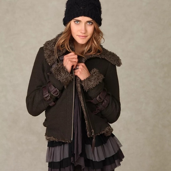 We The Free Woolie Knit Bomber Jacket Olive Green 0 - Picture 2 of 15